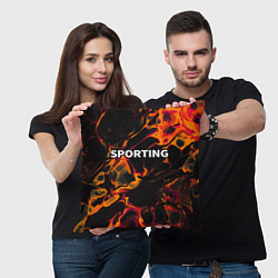 Подушка квадратная Sporting red lava, цвет: 3D-принт — фото 2