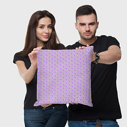 Подушка квадратная Паттерн сиреневый цветочный, цвет: 3D-принт — фото 2