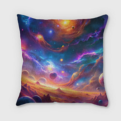 Подушка квадратная Космический пейзаж яркий с галактиками, цвет: 3D-принт