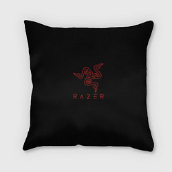 Подушка квадратная Razer red logo, цвет: 3D-принт