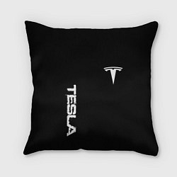 Подушка квадратная Tesla logo white, цвет: 3D-принт