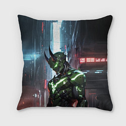 Подушка квадратная Зелёный кибернетический демон, цвет: 3D-принт