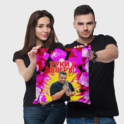 Подушка квадратная Руки вверх Жуков и котик, цвет: 3D-принт — фото 2