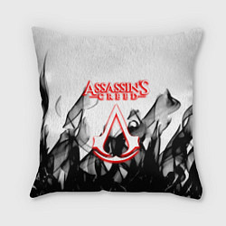Подушка квадратная Assassins Creed огненное лого гейм, цвет: 3D-принт