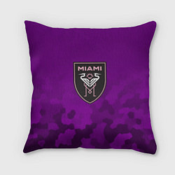 Подушка квадратная Inter Miami logo pattern, цвет: 3D-принт