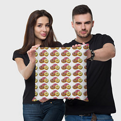 Подушка квадратная Пончики-фастфуд паттерн, цвет: 3D-принт — фото 2