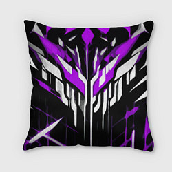 Подушка квадратная Purple and white abstraction on a black background, цвет: 3D-принт