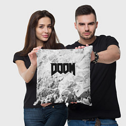 Подушка квадратная Doom white graphite, цвет: 3D-принт — фото 2