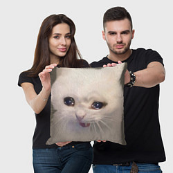 Подушка квадратная Плаксивый котик, цвет: 3D-принт — фото 2