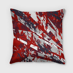 Подушка квадратная Геометрическая абстракция линии на красном, цвет: 3D-принт