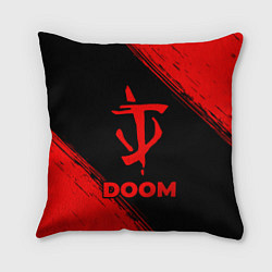 Подушка квадратная Doom - red gradient, цвет: 3D-принт