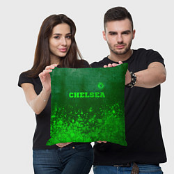 Подушка квадратная Chelsea - green gradient посередине, цвет: 3D-принт — фото 2