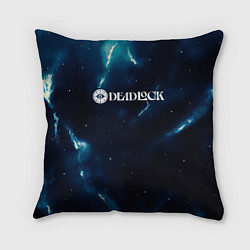 Подушка квадратная Deadlock logo синие молнии, цвет: 3D-принт