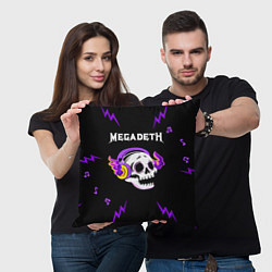 Подушка квадратная Megadeth неоновый череп, цвет: 3D-принт — фото 2