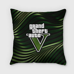 Подушка квадратная Grand Theft Auto V - logo, цвет: 3D-принт