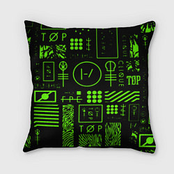 Подушка квадратная Twenty one pilots neon, цвет: 3D-принт