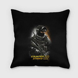 Подушка квадратная Counter strike спецназовец, цвет: 3D-принт