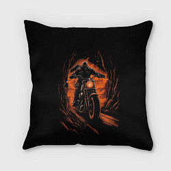 Подушка квадратная Мотоциклист с черепом, цвет: 3D-принт