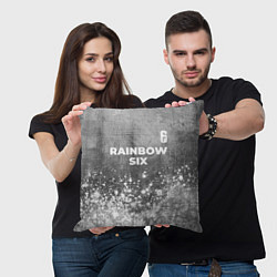 Подушка квадратная Rainbow Six - grey gradient посередине, цвет: 3D-принт — фото 2