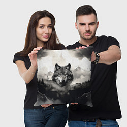 Подушка квадратная Голова серого волка, цвет: 3D-принт — фото 2