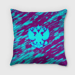 Подушка квадратная Герб РФ холодные краски, цвет: 3D-принт