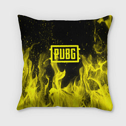 Подушка квадратная PUBG fire yellow, цвет: 3D-принт