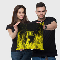 Подушка квадратная PUBG fire yellow, цвет: 3D-принт — фото 2