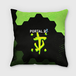 Подушка квадратная Doom x portal 2 зелёные соты, цвет: 3D-принт