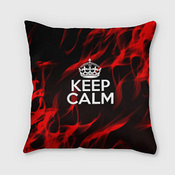 Подушка квадратная Keep calm flame red, цвет: 3D-принт