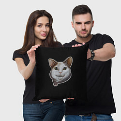 Подушка квадратная Кот - Бу испугался мем, цвет: 3D-принт — фото 2