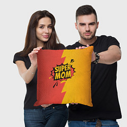 Подушка квадратная Super mom - superhero, цвет: 3D-принт — фото 2