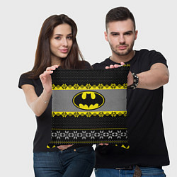 Подушка квадратная Бэтмен новогодний, цвет: 3D-принт — фото 2