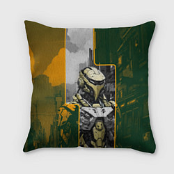 Подушка квадратная Футуристичный боевой андроид, цвет: 3D-принт