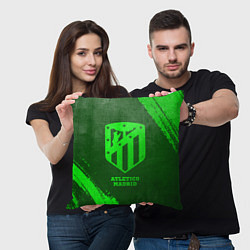Подушка квадратная Atletico Madrid - green gradient, цвет: 3D-принт — фото 2