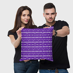 Подушка квадратная Geometry Dash - pattern новогодний, цвет: 3D-принт — фото 2