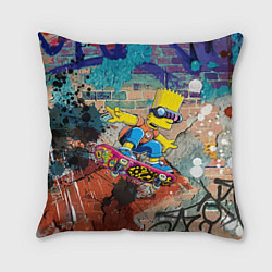 Подушка квадратная Bart Simpson on a skateboard - graffiti, цвет: 3D-принт