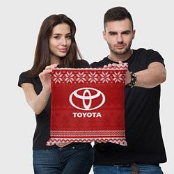 Подушка квадратная Новогодний Toyota, цвет: 3D-принт — фото 2