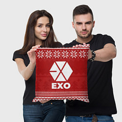 Подушка квадратная Новогодний Exo, цвет: 3D-принт — фото 2