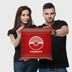 Подушка квадратная Pokemon new year, цвет: 3D-принт — фото 2