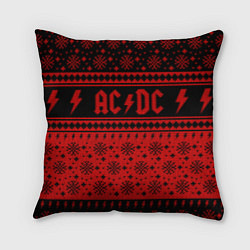 Подушка квадратная ACDC christmas sweater, цвет: 3D-принт