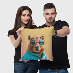 Подушка квадратная Модная капибара в отпуске, цвет: 3D-принт — фото 2
