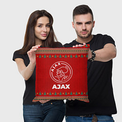 Подушка квадратная Ajax new year, цвет: 3D-принт — фото 2