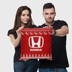 Подушка квадратная Новогодний Honda с оленями, цвет: 3D-принт — фото 2