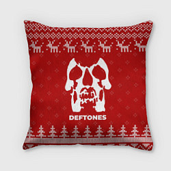 Подушка квадратная Новогодний Deftones с оленями, цвет: 3D-принт