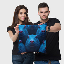 Подушка квадратная Синие капибары, цвет: 3D-принт — фото 2