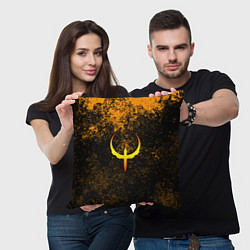 Подушка квадратная Quake краски брызги оранжевый, цвет: 3D-принт — фото 2