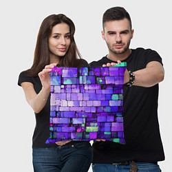 Подушка квадратная Фиолетовые кирпичики, цвет: 3D-принт — фото 2