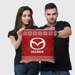 Подушка квадратная Новогодний Mazda, цвет: 3D-принт — фото 2