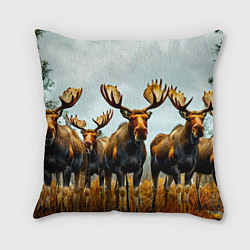 Подушка квадратная Лоси, цвет: 3D-принт