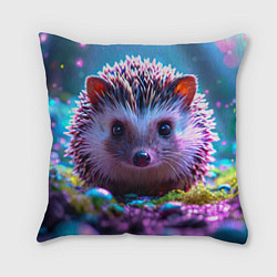 Подушка квадратная Ёжики в сказаочном лесу, цвет: 3D-принт